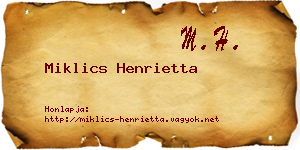 Miklics Henrietta névjegykártya